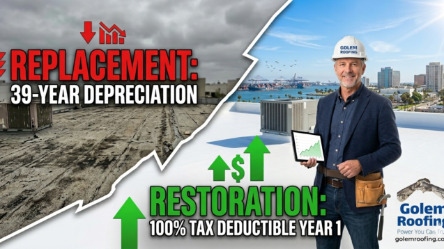 Roof replacement depreciation versus restoration tax deduction cover for Golem Roofing