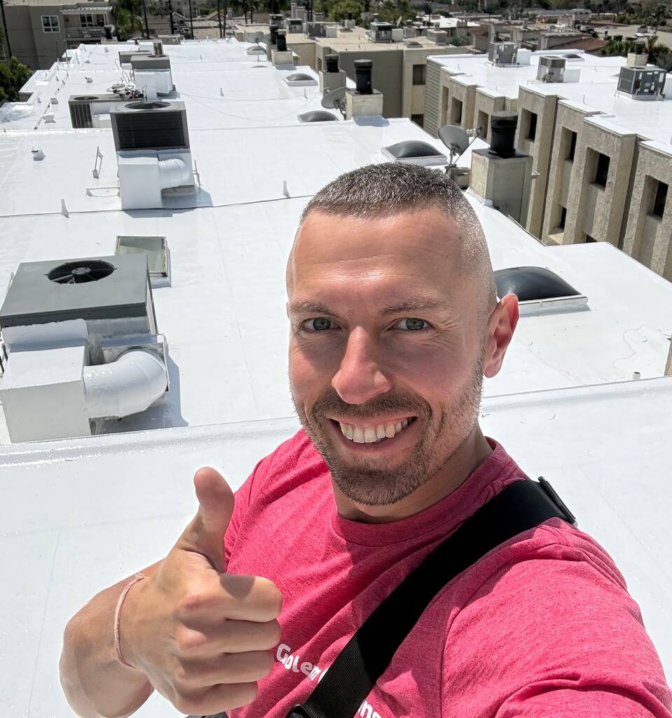 Finished reflective silicone roof restoration on the Signal Hill HOA property.