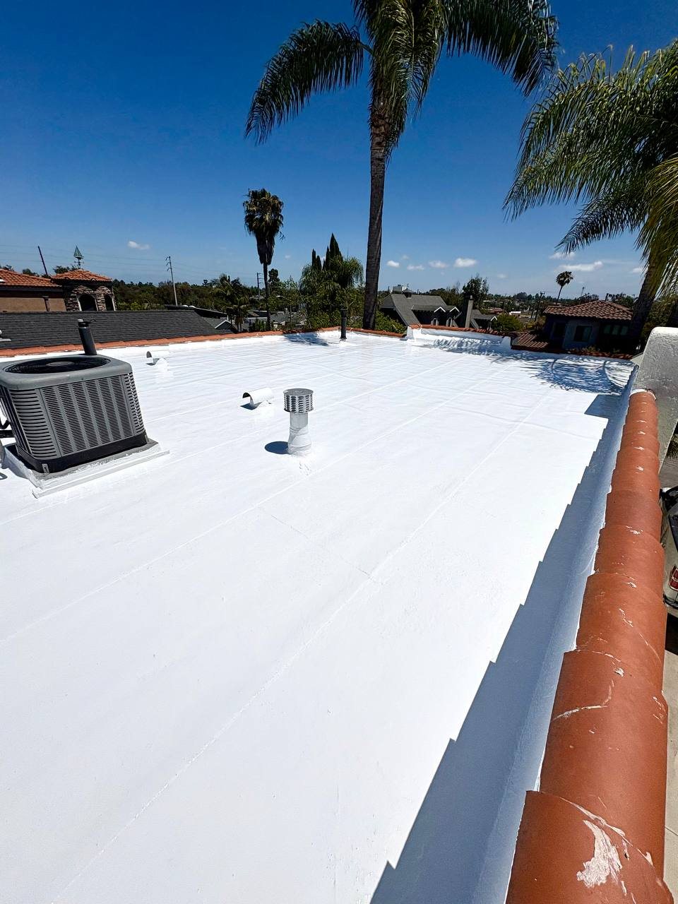 Golem Roofing project photo for silicone roof coatings in Southern California.